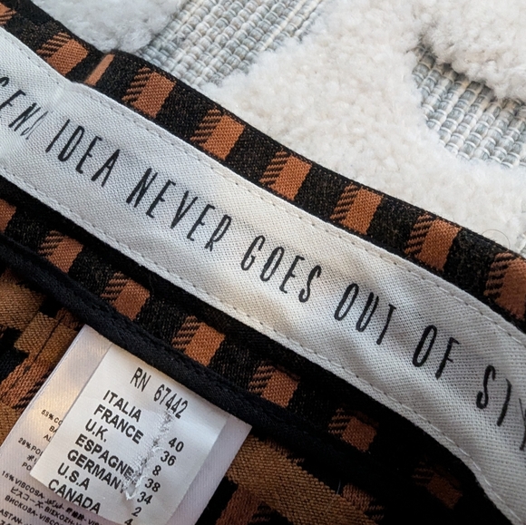 🪞 Alysi  plaid Black/orange Trouser Size 2 made in Italy retail $300 - Picture 6 of 12